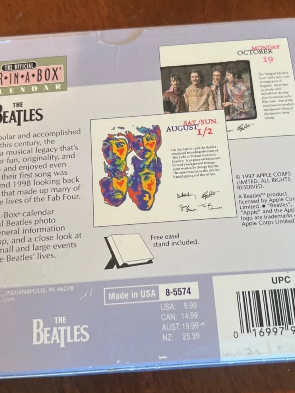Beatles 1998 Year in a Box desk Calendar New IN Box Vintage